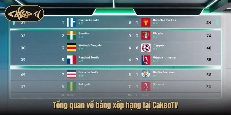 Tổng quan về bảng xếp hạng tại CakeoTV
